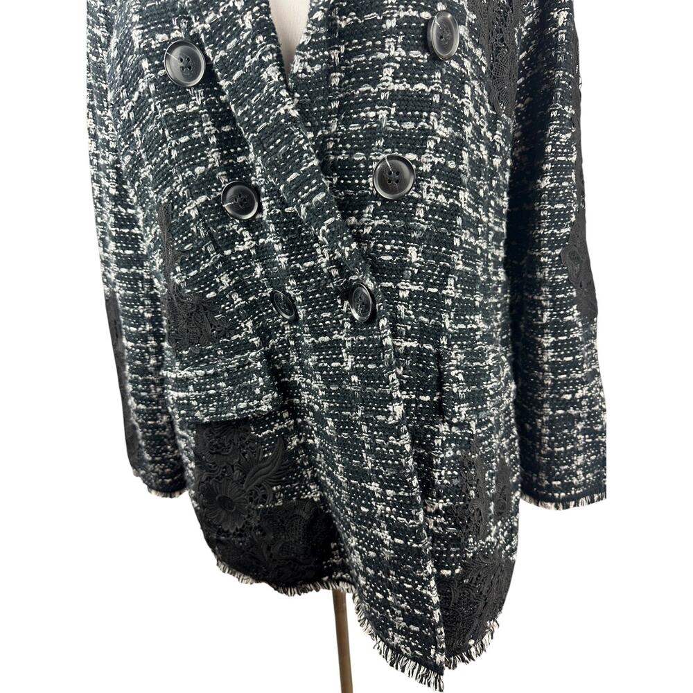 Chico's Tweed Lace Embroidered Metallic Cardigan Jacket Sweater Blazer Size 3 XL - Picture 6 of 16